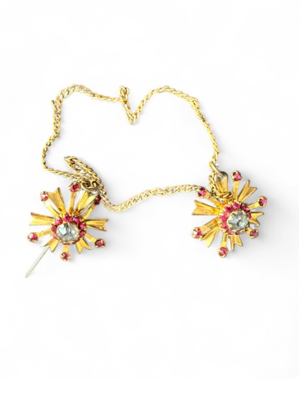 vintage 1940s-1950s Mid-Century "Atomic"
Starburst double chatelaine brooch